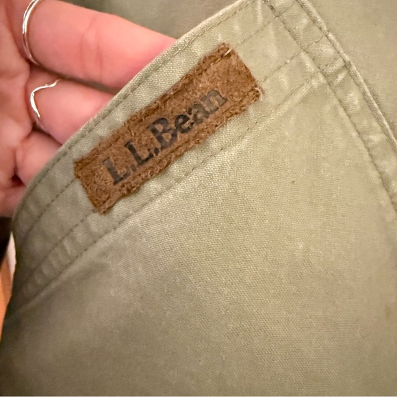LL Bean Vintage Leather Collar Barn Jacket Olive Small Petite Cottagecore - Picture 3 of 10
